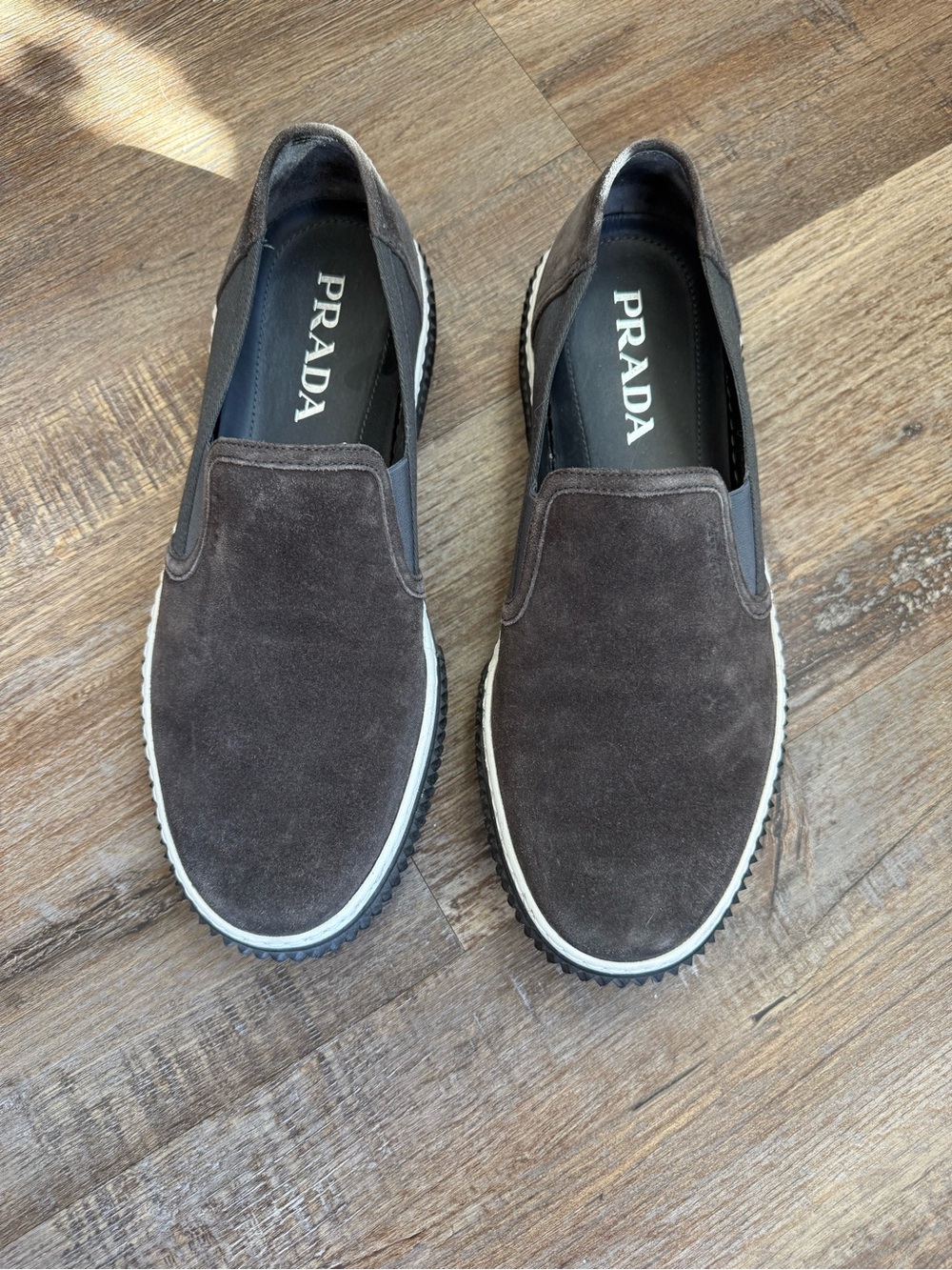 Prada Men’s Gray Suede Loafers Size 6.5